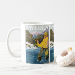 Mug Vintage voyage à la Suède, Pêcheur Sports Pêche