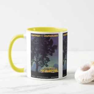 Mug Vintage voyage, Allemagne, Bus Jaune à la nuit