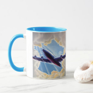 Mug Vintage voyage, avion volant dans les nuages dans