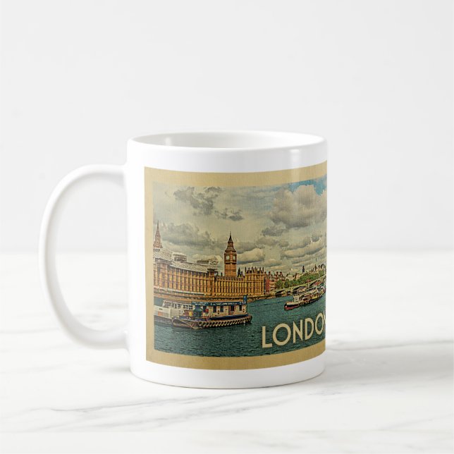 Mug Vintage voyage de Londres Angleterre (Gauche)