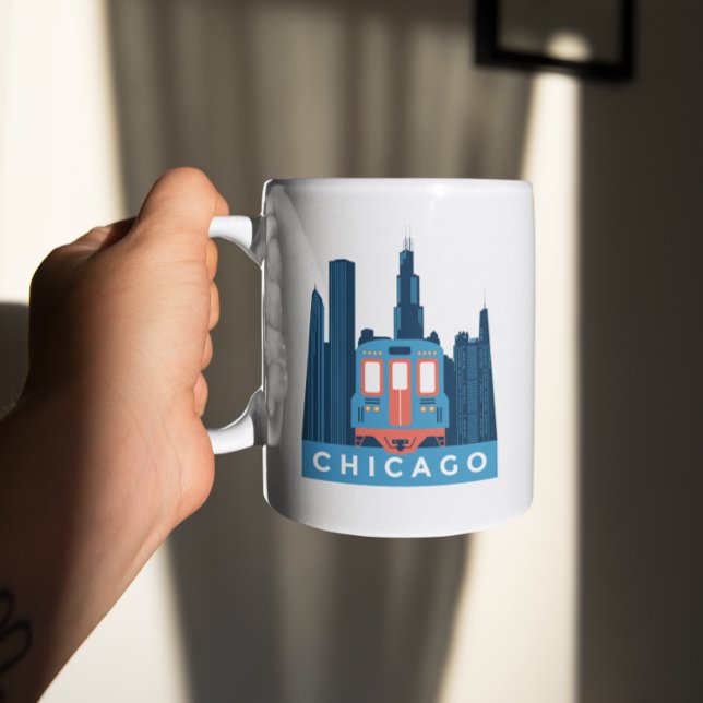 Mug Vintage voyage Skyline de Chicago (Chicago Skyline Vintage Travel Coffee Mug)