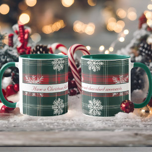 Mug Vintages flocons rouges et verts Personnalisé