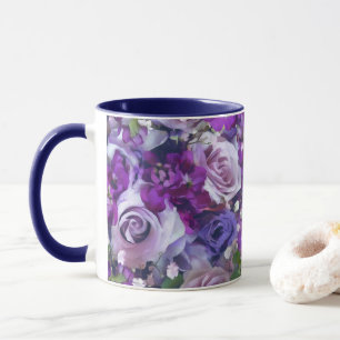 Mug Violet Lilac Rose Fleurs Motif de jardin