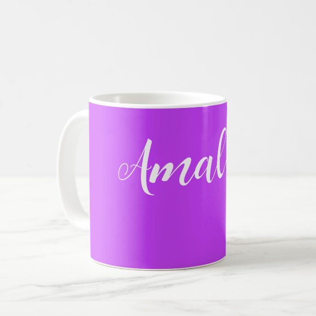 Mug violet néon fluorescent solide brillant   (Devant gauche)