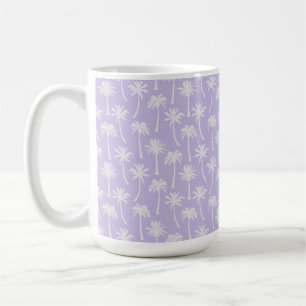 MUG VIOLET PASTEL AVEC PALMIERS TROPICAUX D'ÉTÉ