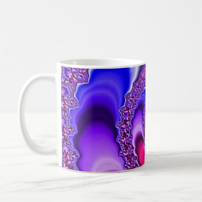 Mug Violet rose et Fractale spirale bleue (Gauche)