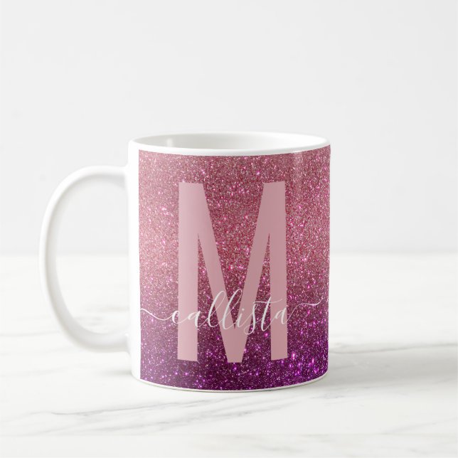 Mug Violet violet rose triple Parties scintillant Ombr (Gauche)