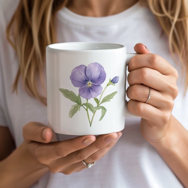 Mug Violets Février Fleur de naissance (purple violets February birth flower personalized mug)