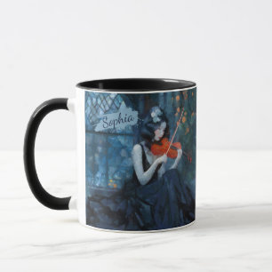 Mug Violoniste gothique Imaginaire foncé dans le jardi
