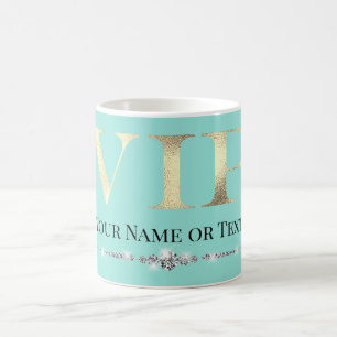 Mug VIP doré glamour sur fond de sarcelle