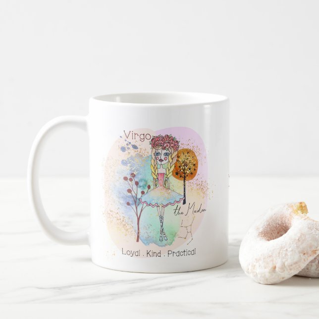 Mug Virgo Le Maiden Zodiac Nom du signe (Avec donut)