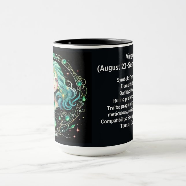 Mug Virgo Zodiac Art for August 23–September 22 (Centre)
