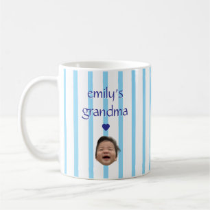 Mug Visage de bébé personnalisé rayé Nom grand-mère pe
