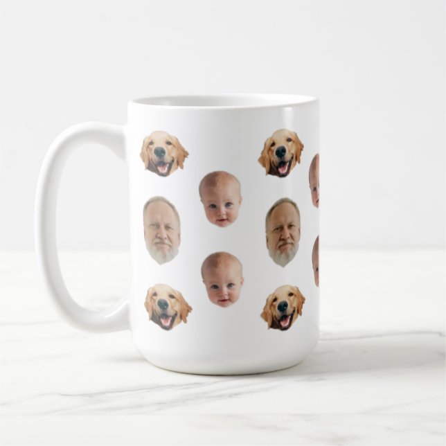 Mug Visage de famille mignonne personnalisé 3 photos M (Gauche)