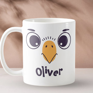 Mug Visage drôle d'oiseau avec grands yeux
