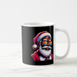 Mug Visage gris Père Noël de couleur rétro Rainbow Sun