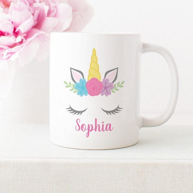 Mug Visage Unicorne floral personnalisé (Créateur téléchargé)