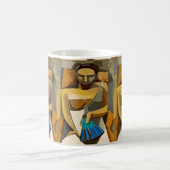 Mug Visages Abstraits, ajouter du texte, (Centre)