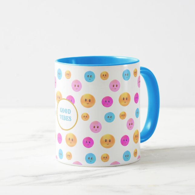 Mug Visages heureux multicolores mignons (Devant droit)