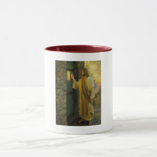 Mug Visitation à Dawn Jesus frappe sur une porte rusti