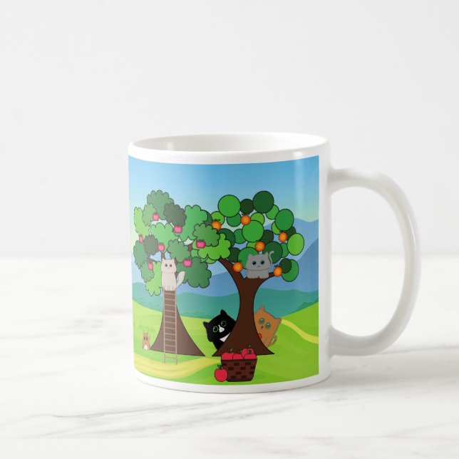 Mug Visite de la famille des chats mignons au verger (Droite)