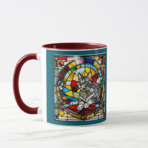 Mug Vitreaux Chat Gris Mignon