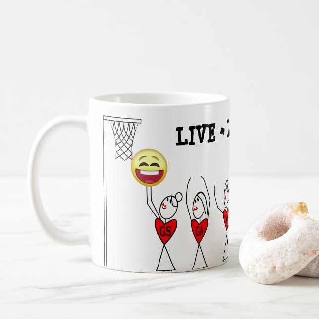 Mug Vivent le net-ball drôle d'Emoji de jeu de rire (Avec donut)