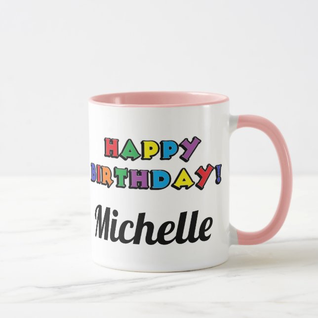 Mug Vivez long et des pattes Purr rose Anniversaire Pe (Droite)
