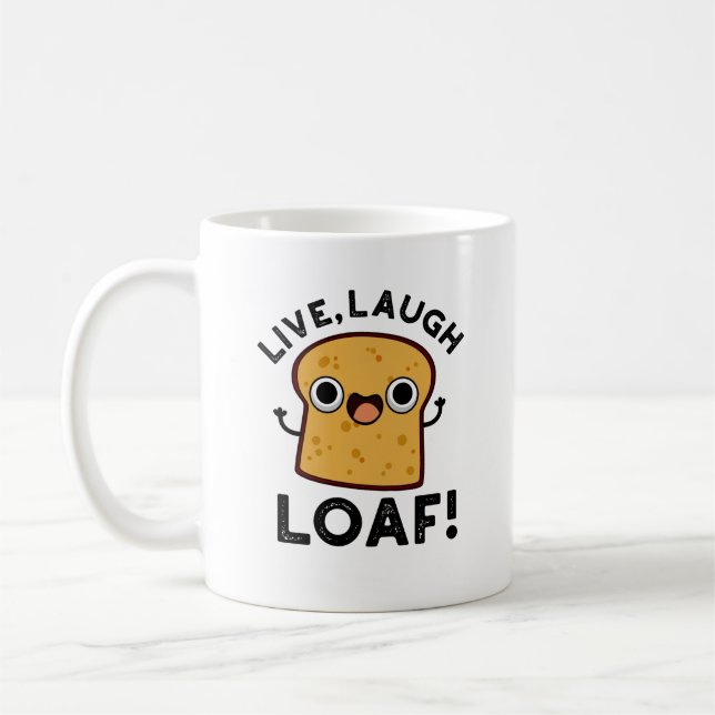 Mug Vivre, Rire, Pain Drôle Pain Pun (Gauche)
