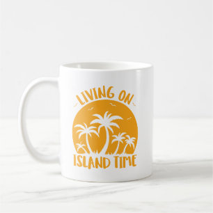 Mug Vivre Sur L'Île Palmiers Et Coucher De Soleil