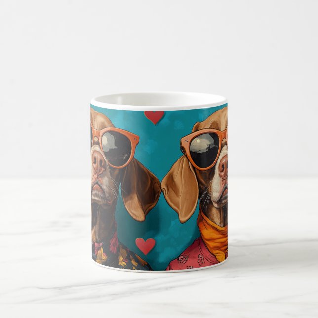 Mug Vizsla avec coeur Roses Saint Valentin (Centre)