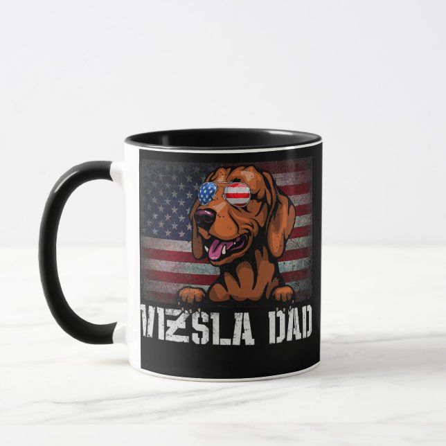Mug Vizsla Dad American Vizsla Chien US Drapeau 4e de (Gauche)