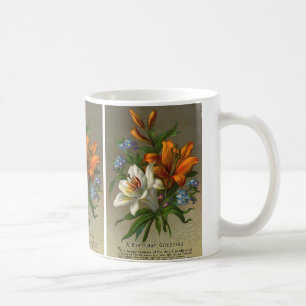 Mug Voeux d'anniversaire vintages avec Lily Flowers