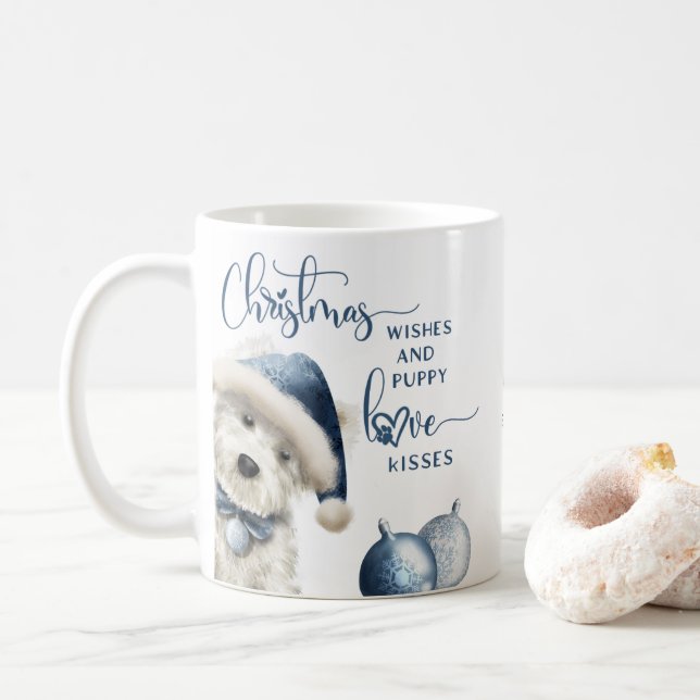 Mug Voeux de Noël, Cadeau de Noël Amoureux des chiens, (Avec donut)