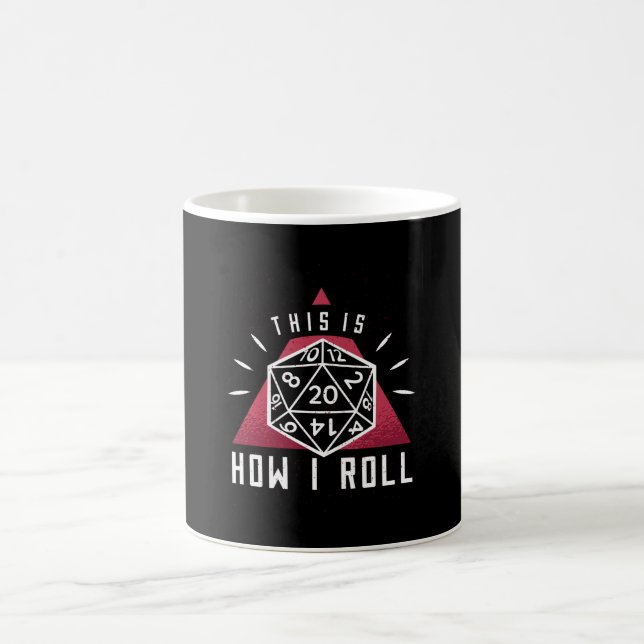 Mug Voici comment je roule - D20 montrant un 20 (Centre)