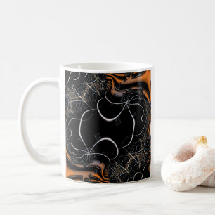 Mug Voici Halloween   Art fractal noir et orange