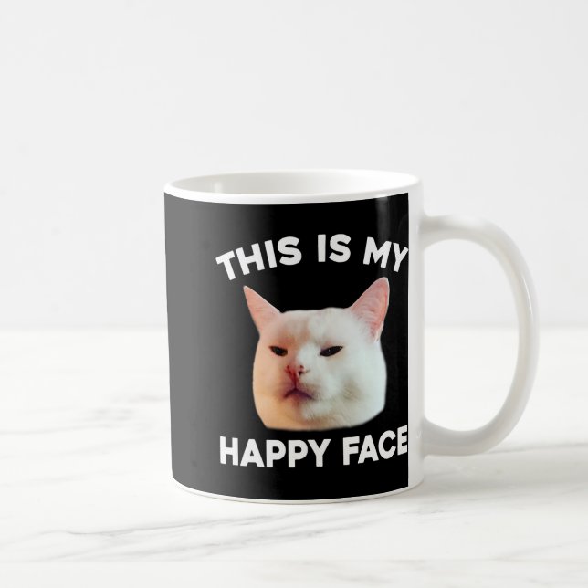 Mug Voici Mon Joyeux Visage Smudge Le Mème Chat Sarcas (Droite)