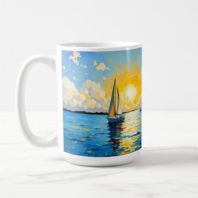 Mug Voilier au coucher du soleil (Gauche)