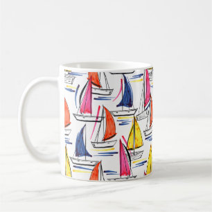 Mug Voilier Coloré Voilier Été Motif nautique