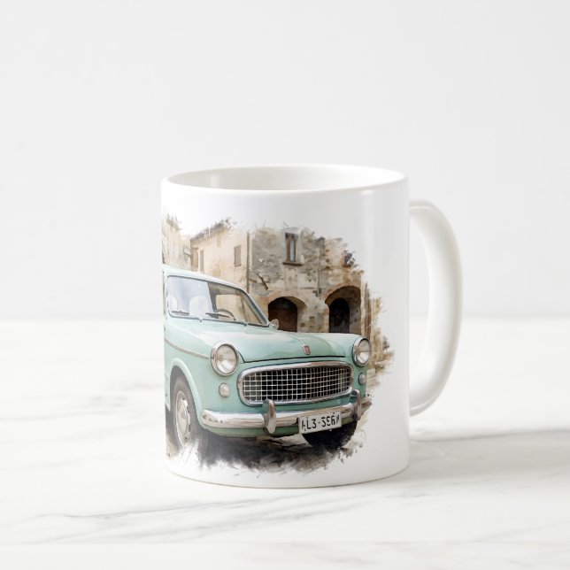 Mug Voiture Ancienne dans un Cadre Rustique (Devant droit)
