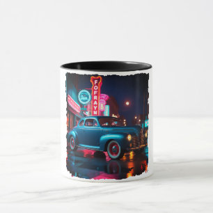 Mug Voiture Classique des Années 1940 sous Lumières Né