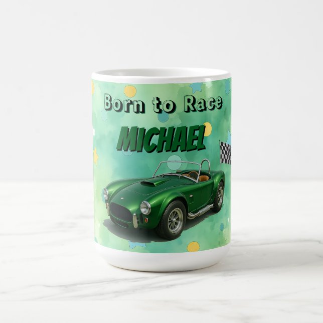 Mug Voiture de course verte de fête d'anniversaire 10  (Centre)