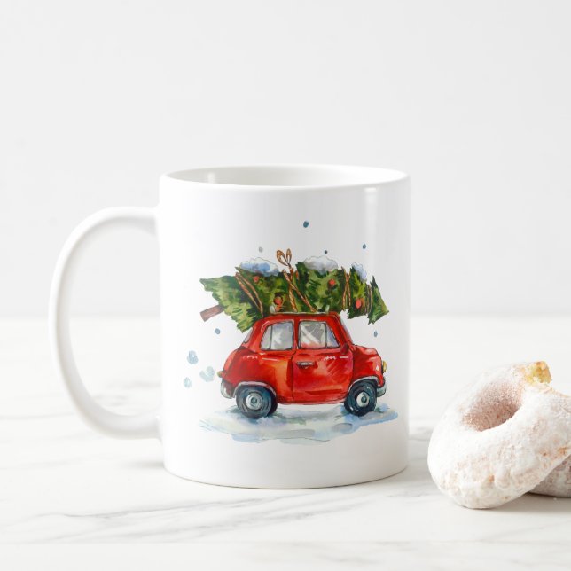 Mug - voiture de Noël (Avec donut)
