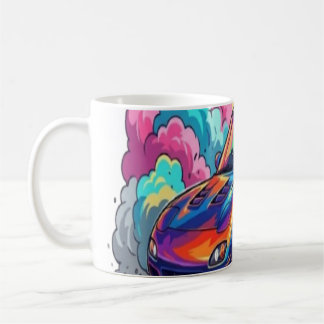Mug Voiture de sport JDM colorée dérivant dans un nuag