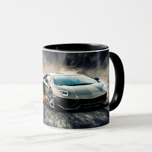 Mug Voiture de sport noire élégante dérivante Automobi