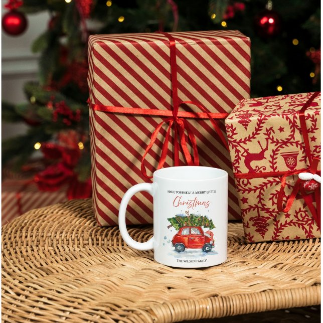 Mug Voiture rouge de Noël et arbre (Créateur téléchargé)