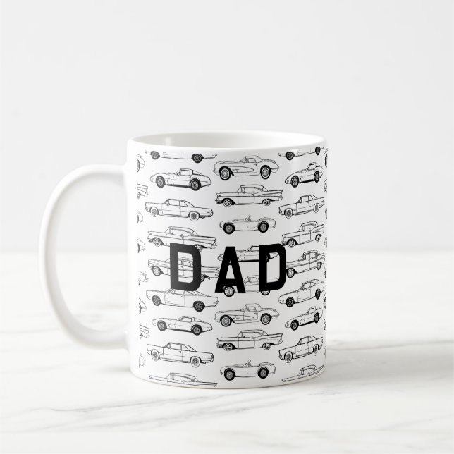 Mug Voitures classiques en noir couture papa (Gauche)