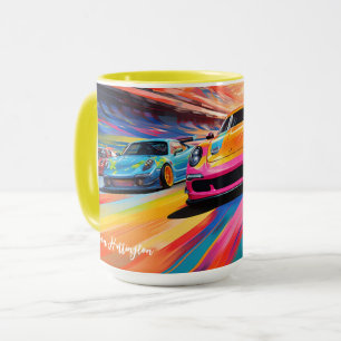 Mug Voitures de course de nom personnalisé