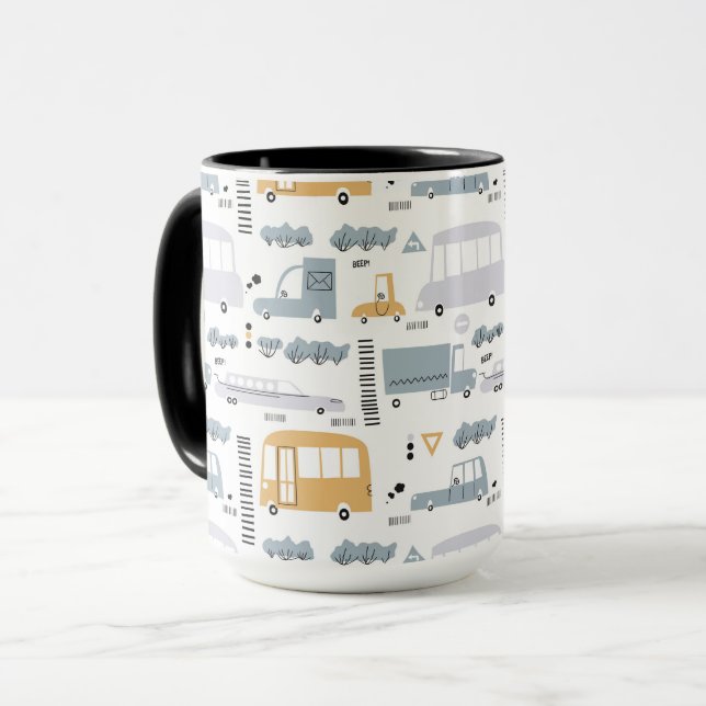 Mug Voitures mignonnes dans le Motif de la circulation (Devant gauche)