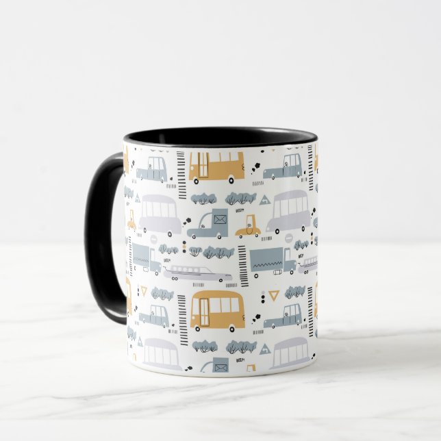 Mug Voitures mignonnes dans le Motif de la circulation (Devant gauche)